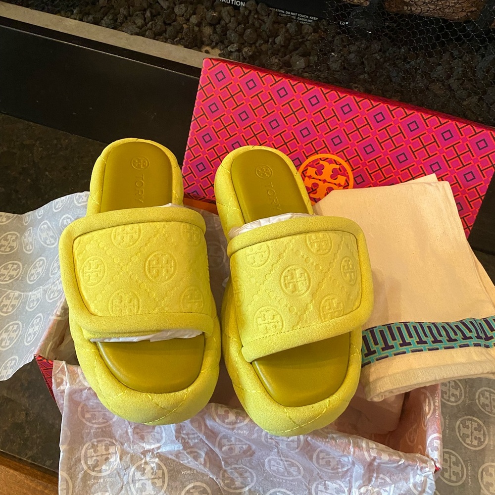 Tory Burch T Monogram Bubble Slide Logo Sandals